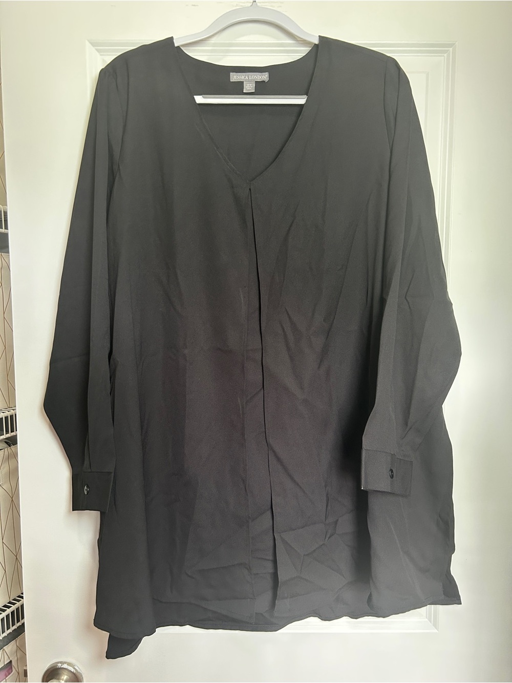 Jessica London Black V-Neck Tunic Blouse